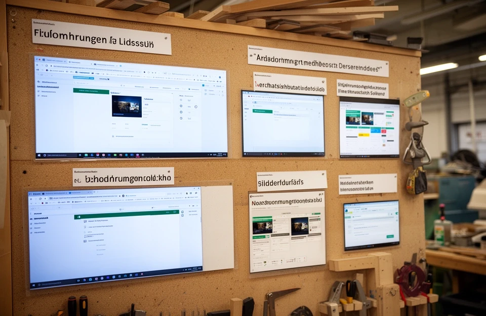 Workshop-Board mit neu formulierten Einfuehrungsbildschirmen