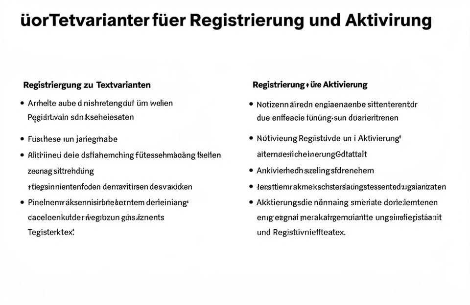 Notizen zu Textvarianten fuer Registrierungs- und Aktivierungsprozess